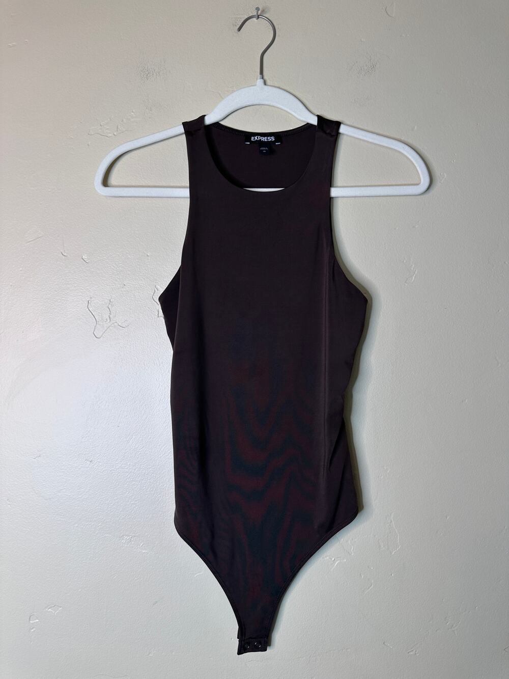 Express Body Contour Silhouette Dark Brown Racerback Bodysuit XS